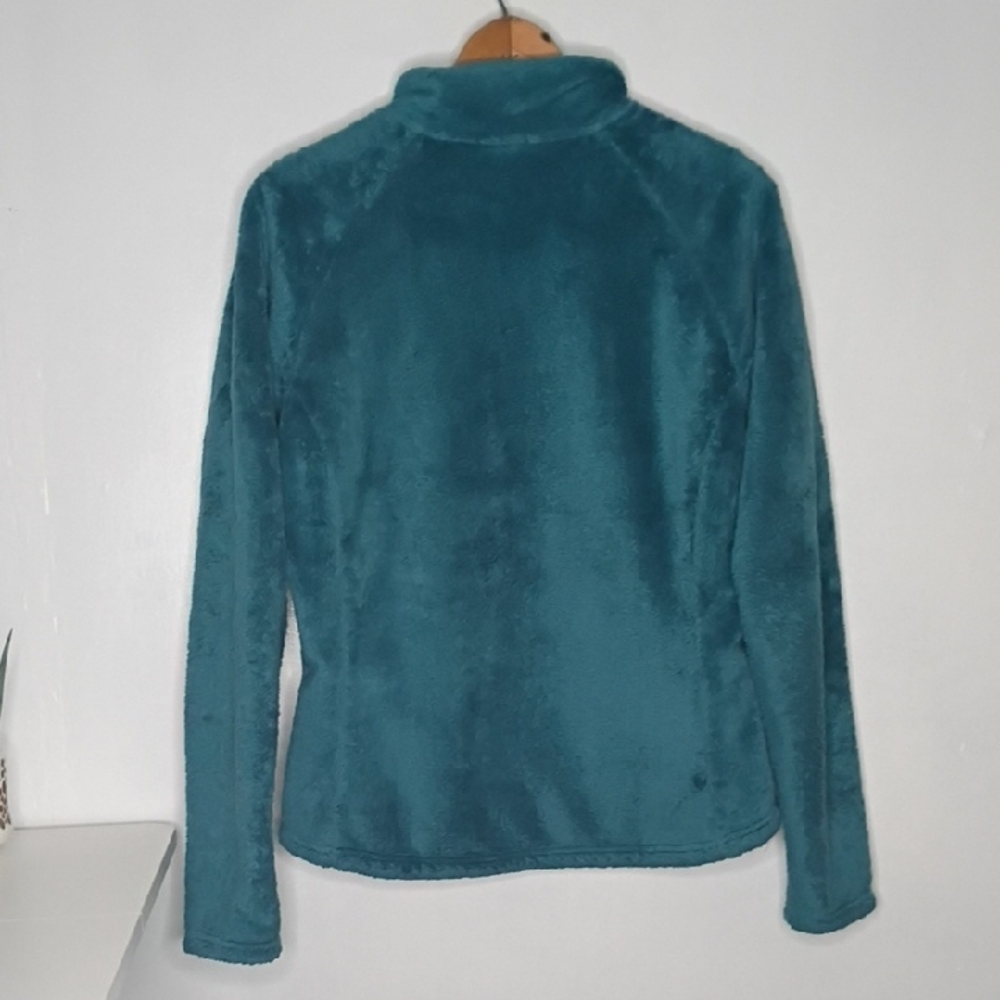 The North Face Jacket Womens small quarter-zip furry fleece pullover jacket teal - Picture 7 of 8